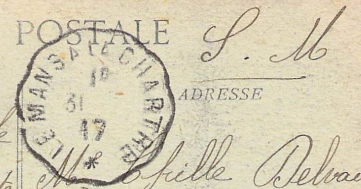 Courrier-Convoyeur-Ligne Le Mans à La Chartre  Type 3 1917